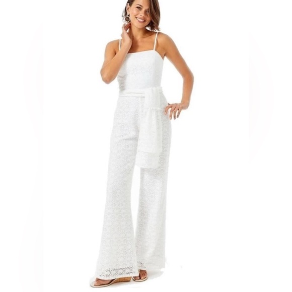 Lilly Pulitzer Pants - NWT Lilly Pulitzer Nila Jumpsuit White Geo Lace